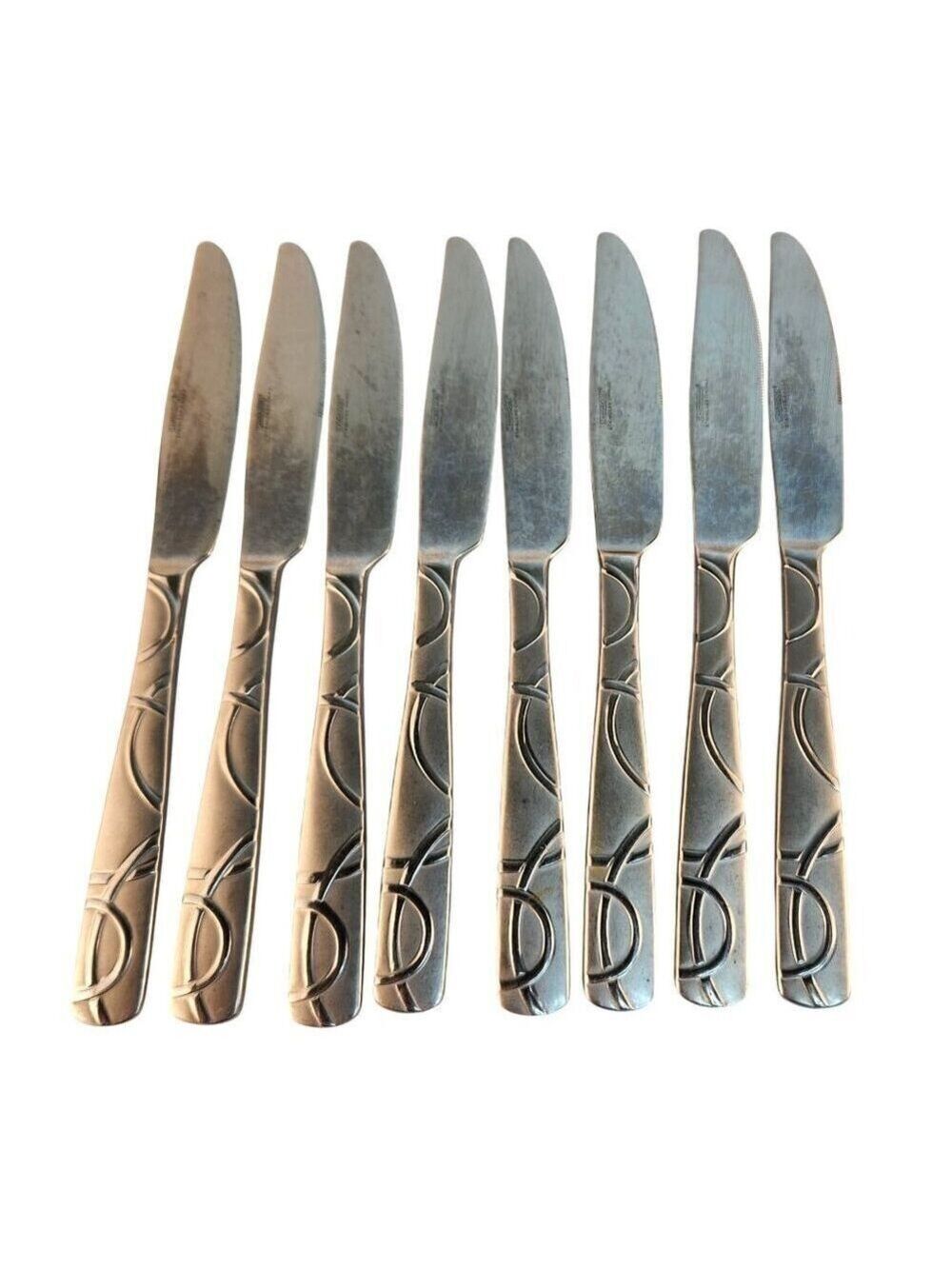 Cambridge Stainless Steel Conquest Pattern Knives Set Of 8 Mid-Century Modern 9"
